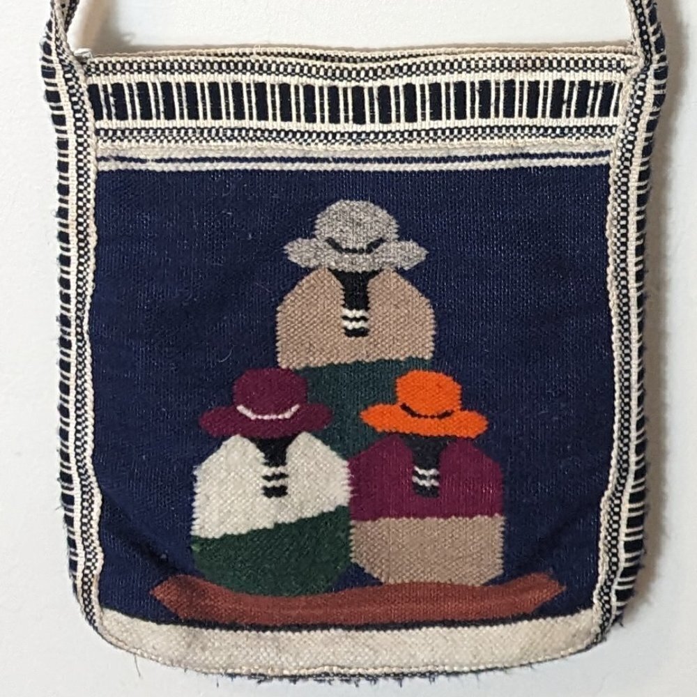 Vintage Wool Bag‎ Peruvian Boho Festival Purse Crossbody Shoulder Zipper
